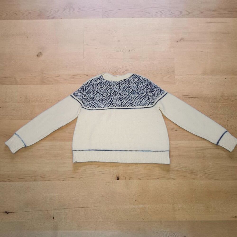 VTG Jantzen Sweater Women's Medium Crewneck Blue Diamond Winter Preppy Cottage